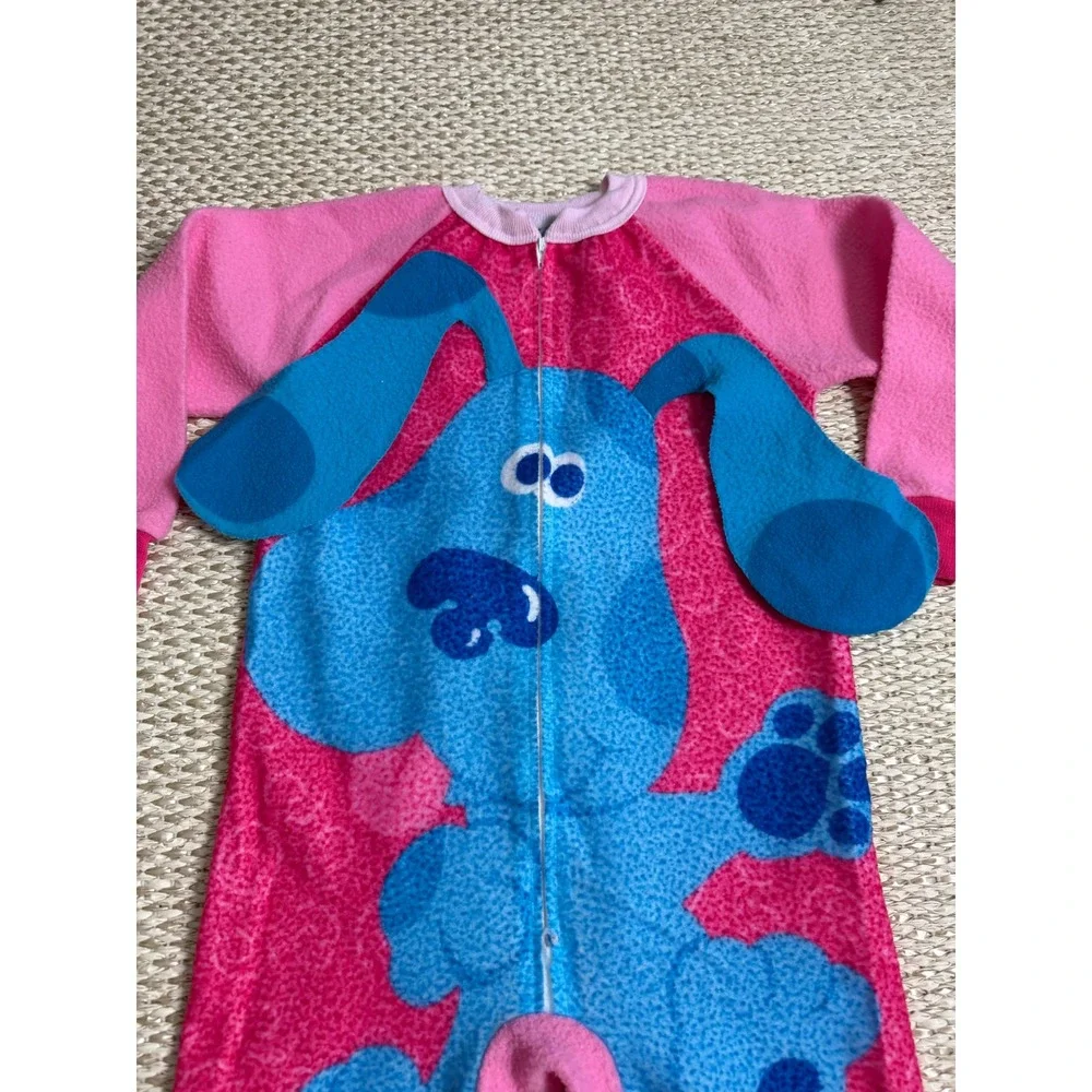 Vintage 1999 Blues Clues Pink Fleece Pajamas Union Suit Kids Size 5 Wormser Y2K
